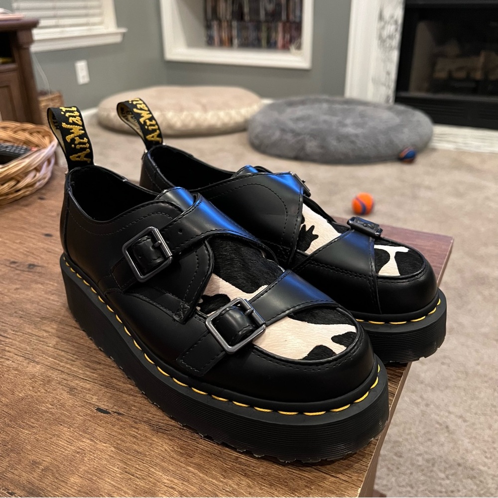 DR. MARTENS SIDNEY HAIR ON CREEPER PLATFORM SHOES